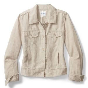 Tommy Bahama Two Palms Linen Jacket Tan XL EUC